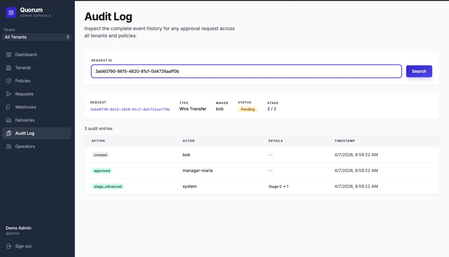 Audit log